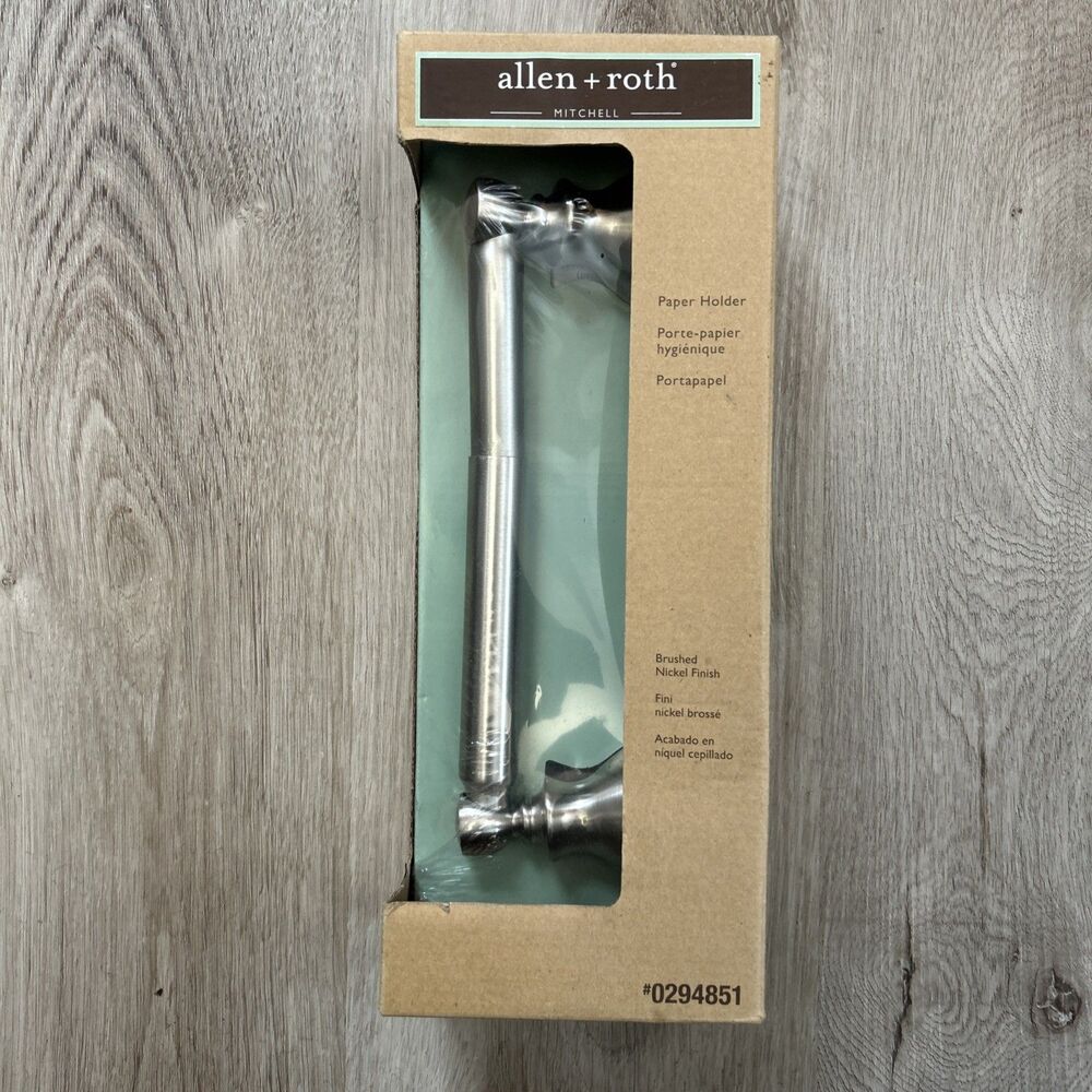 Allen + Roth Mitchell Brushed Nickel Toilet Paper Holder Bathroom 0294851 NEW